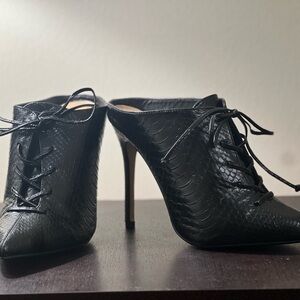Black Stiletto Lace-Up Heels